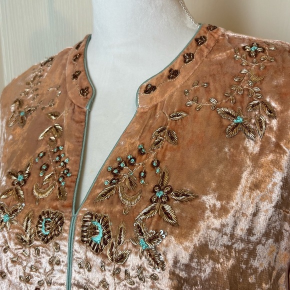 Soft Surroundings Beaded Embellishments Velvet Moroccan Slit Sides Large Petite - Picture 10 of 11